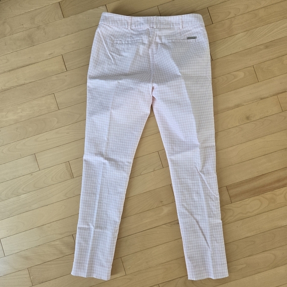 MICHAEL KORS Gingham Trousers Pants w Stretch Pink / White Size 4 Like New - Picture 2 of 4